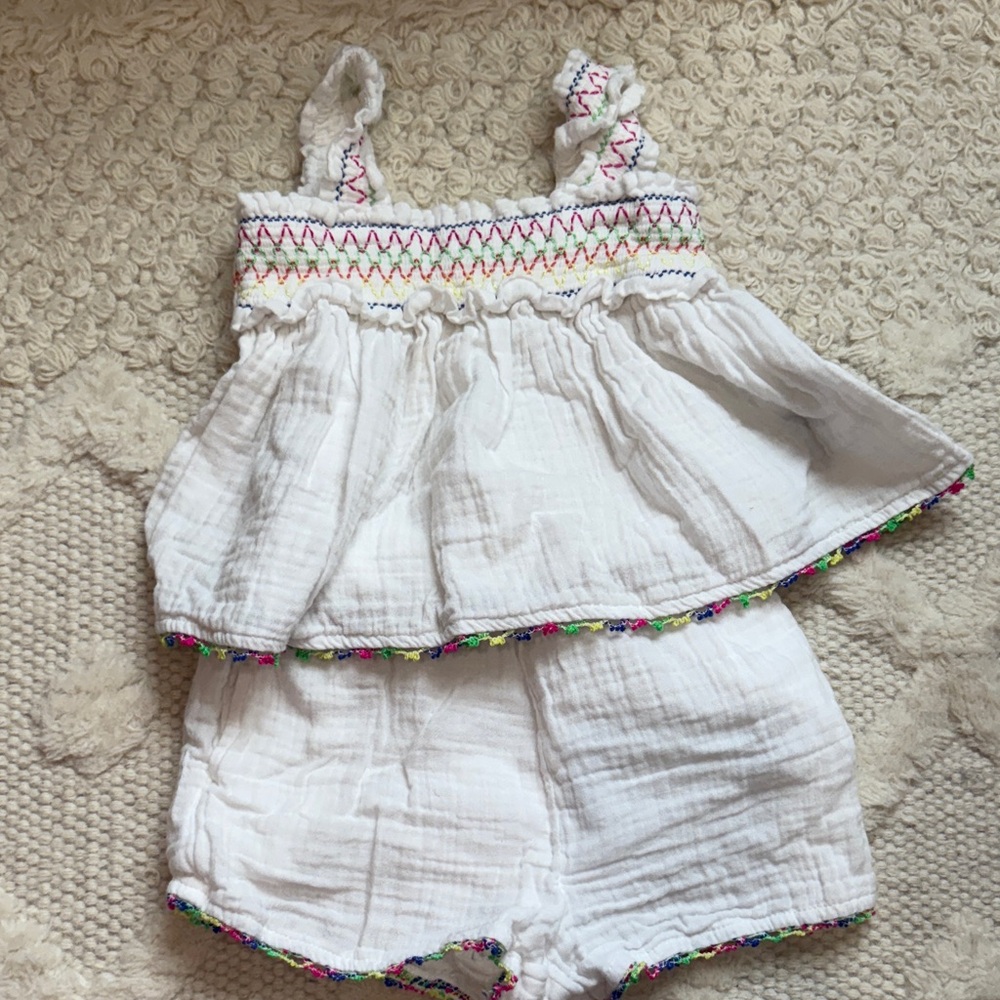 Baby Gap White Baby Dress with Colorful Trim